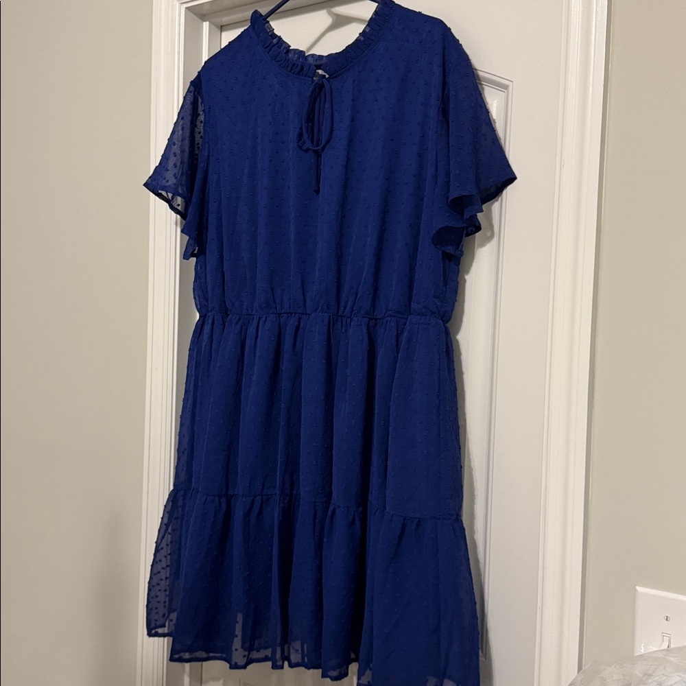 NEMIDOR PLUS SIZE Swiss Dot Flowy Chiffon Ruffle Dress